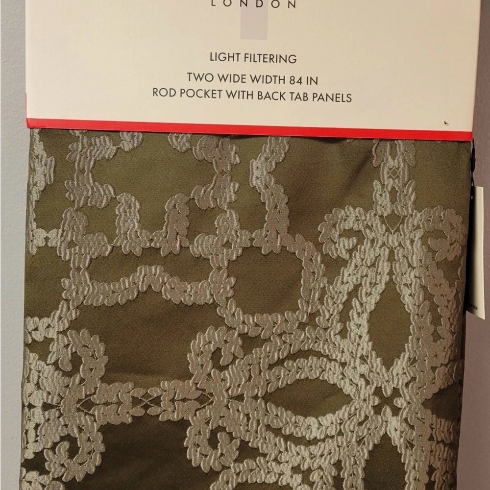 2ct Ted Baker London Curtains Pair Regent Damask Green 50 X 84” Panels Filtering